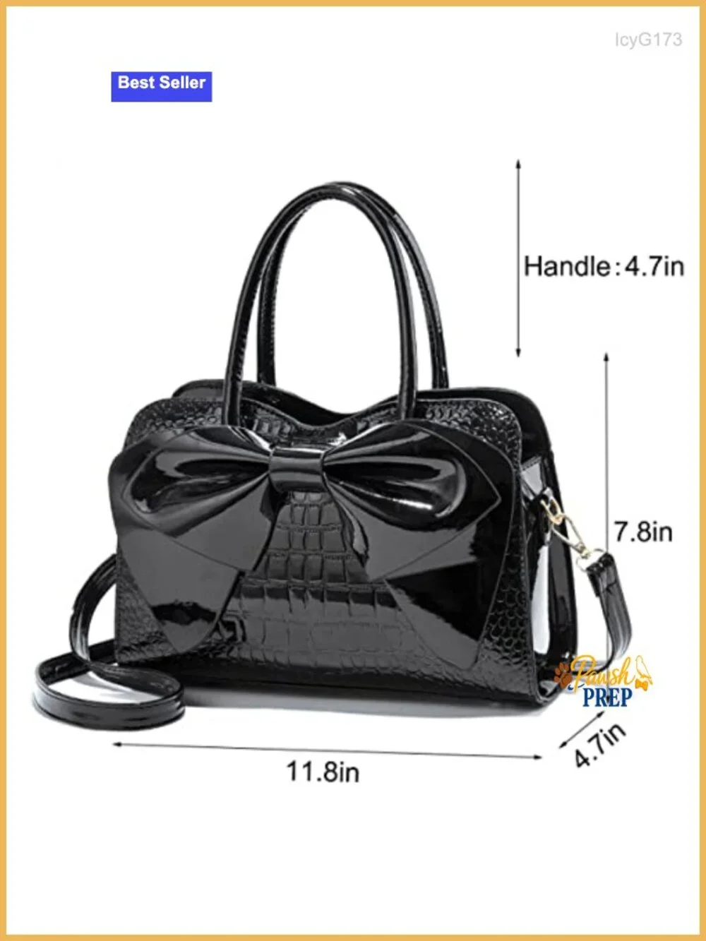 Shiny Patent Leather Bowknot Satchel Handbag Top-Handle Tote
